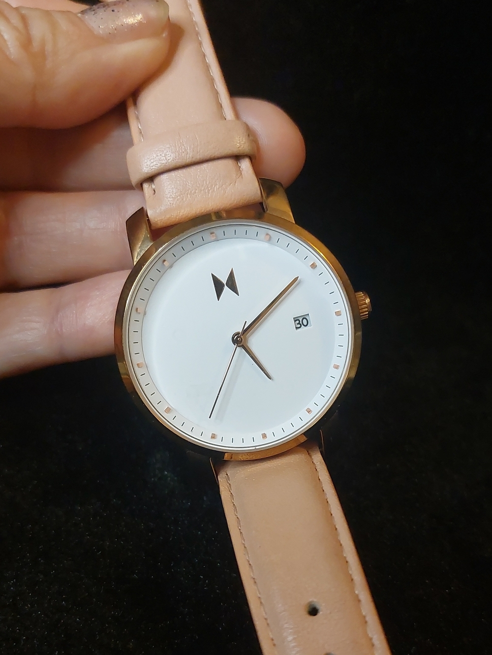 💚3/$25 MVMT Women's Minimalist Rose Gold Watch with Blush Pink Leather Strap
